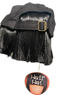 Black Hair Hat Combo ~ Halloween Wig Prop Costume - One size fits all!