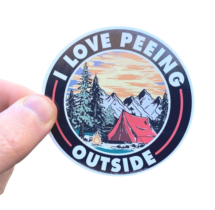 "I LOVE PEEING Outside" Funny Camping Hunting Sticker Car Decal - Made in USA