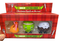 3pk Racing Turkey - Sprout - Christmas Pudding - Wind Up Holiday Racing Toys