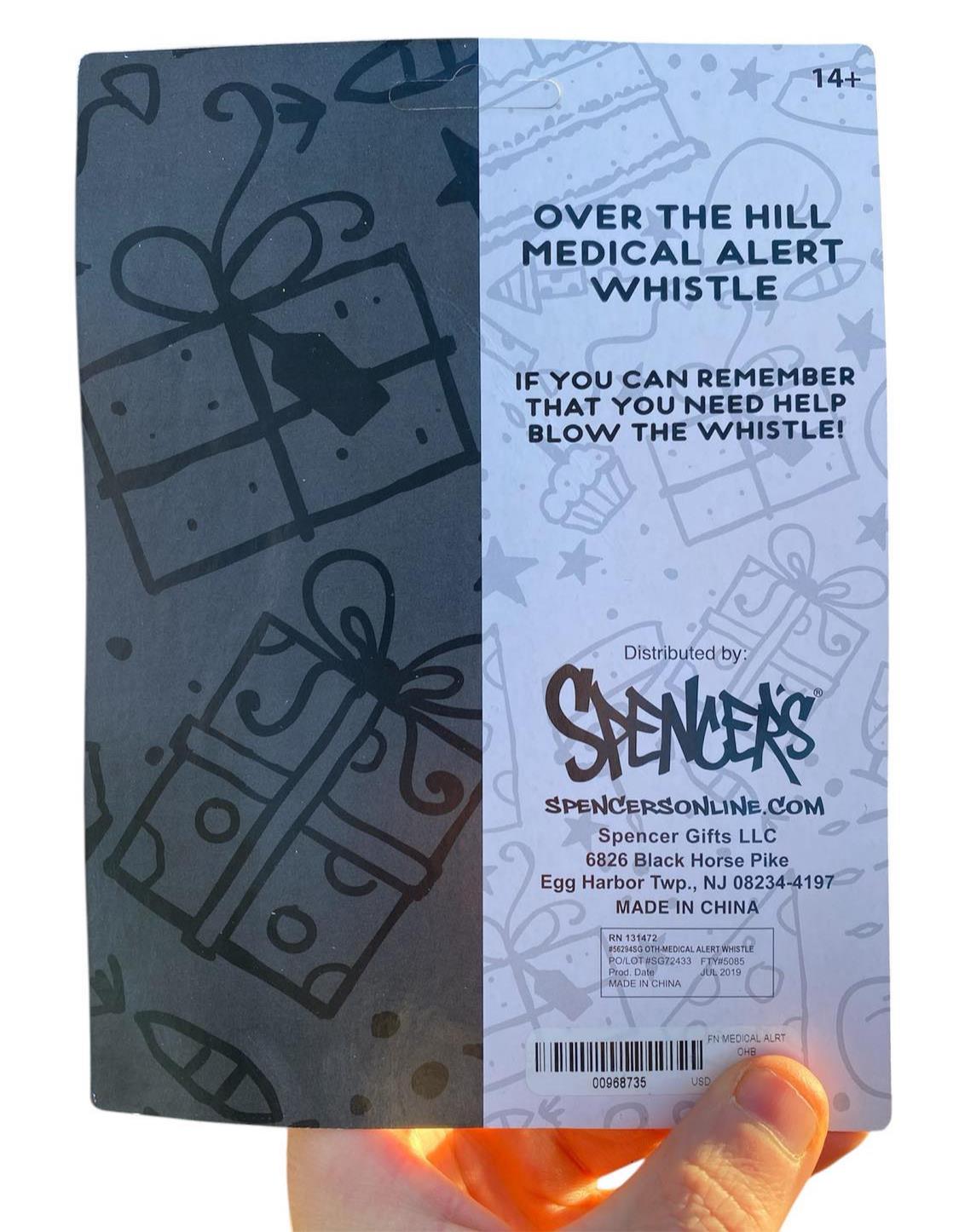 Over the Hill Medical Alert Giant Whistle - Funny Birthday Gag Senior Joke Gift