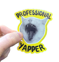 "Professional Yapper" Funny Cat Sticker Die-Cut Bumper Car Decal - Made in USA