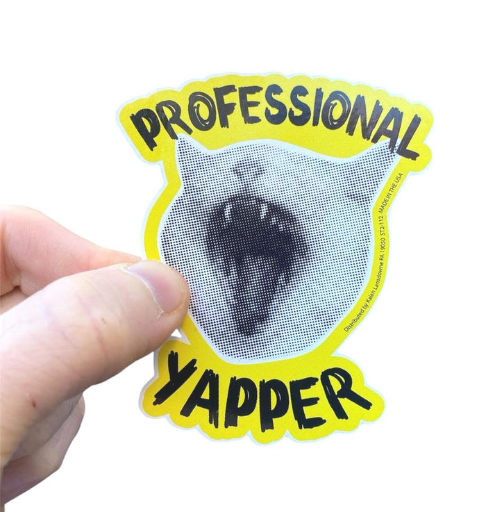 "Professional Yapper" Funny Cat Sticker Die-Cut Bumper Car Decal - Made in USA