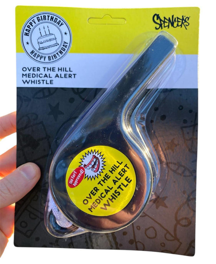 Over the Hill Medical Alert Giant Whistle - Funny Birthday Gag Senior Joke Gift