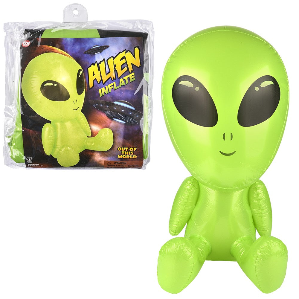 48" Green Galactic Alien Inflatable 👽 Big Head UFO Pool Party Halloween Blow Up