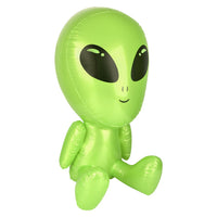 48" Green Galactic Alien Inflatable 👽 Big Head UFO Pool Party Halloween Blow Up