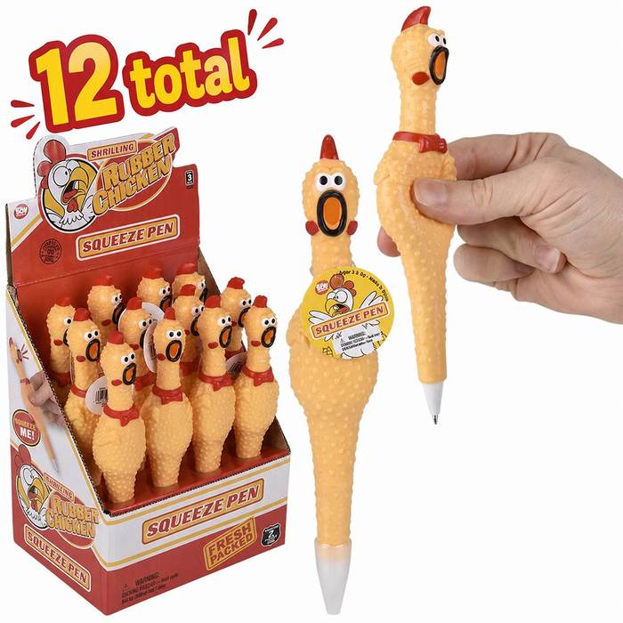 Case of 12 – 7" Rubber Chicken Pens 🐔 🖊️ (Yes… This Is Real Life😂) Funny Gag