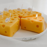 Cheese Shaped Scented Decorative Candle - Cute Fun Home Kitchen Food Decor Gift