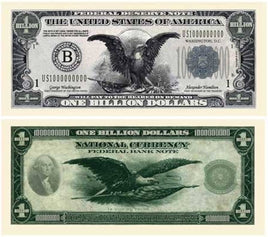 10 TOTAL - Classic Billion Dollar Eagle Party Novelty Fake Poker Money Bills