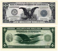 100 TOTAL - Classic Billion Dollar Eagle Party Novelty Fake Poker Money Bills
