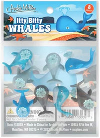 Itty Bitty Whales (Bag of 8) - Mini Moby Ocean Mammal Figurines - Archie McPhee