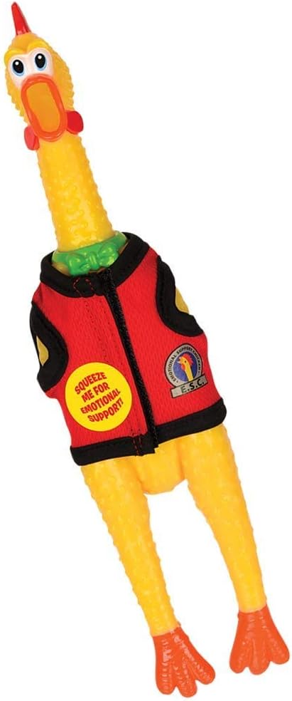 EMOTIONAL SUPPORT CHICKEN - Loud Squeaking Classic Gag Toy - Archie McPhee