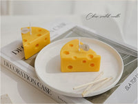 Cheese Shaped Scented Decorative Candle - Cute Fun Home Kitchen Food Decor Gift