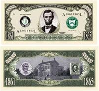 The 100-pack of President Abraham Lincoln Million Dollar Novelty Money Patriotic Bills, featuring green designs and historical imagery, makes them an ideal choice for promotional gifts.