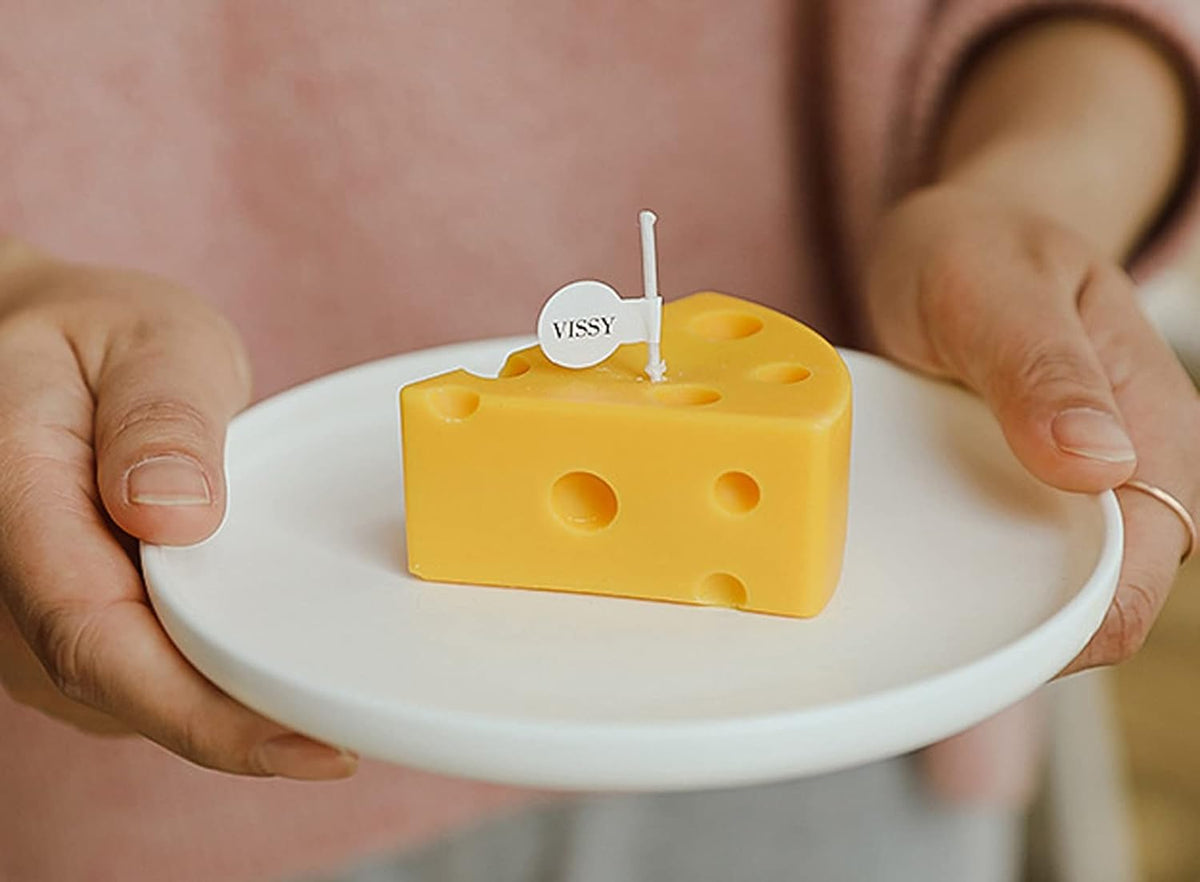 Vela decorativa perfumada en forma de queso, regalo divertido y lindo para decoración de alimentos en la cocina del hogar