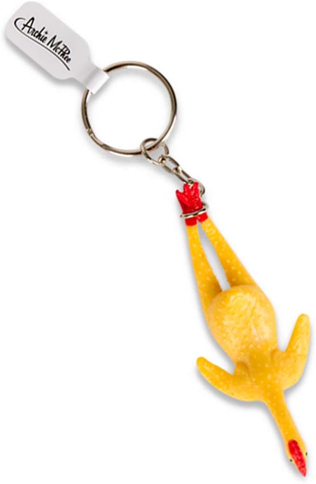 Rubber Chicken 3" Inch Keyring Key Chain - Funny Gag - Archie McPhee