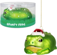 Grumpy Frog Ornament - Chriistmas Holiday Art Hand-Blown Glass ® Archie McPhee