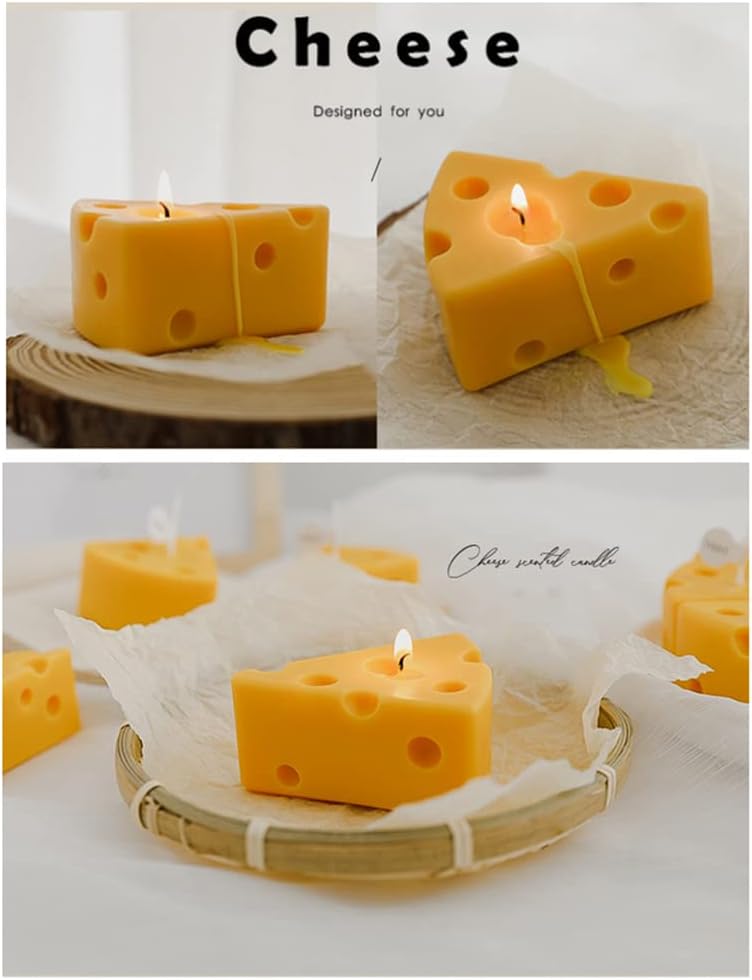 Vela decorativa perfumada en forma de queso, regalo divertido y lindo para decoración de alimentos en la cocina del hogar