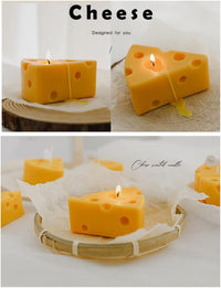 Cheese Shaped Scented Decorative Candle - Cute Fun Home Kitchen Food Decor Gift