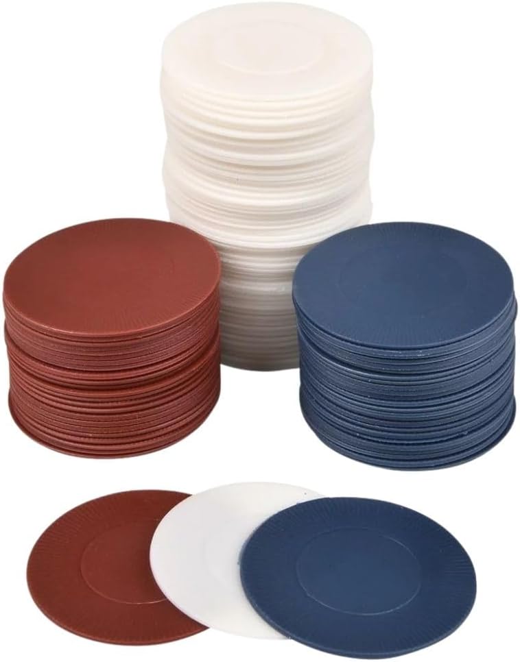 The 2500 Plastic Poker Chip set - Red White Blue bulk lot will make your poker night even more exciting with its economical selection of chips in three vibrant colors: red, white, and blue.