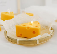 Cheese Shaped Scented Decorative Candle - Cute Fun Home Kitchen Food Decor Gift
