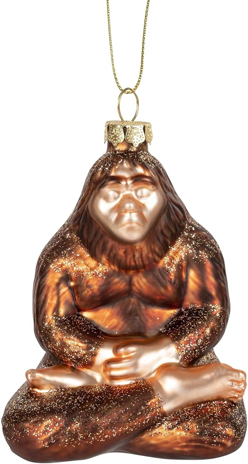 Enlightened Bigfoot Ornament - Holiday Christmas Hand-Blown Glass ®Archie McPhee