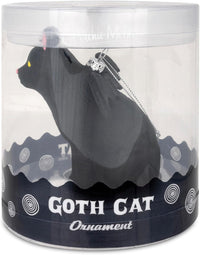 Goth Cat Ornament - Christmas Holiday Art Hand-Blown Glass Decor ® Archie McPhee