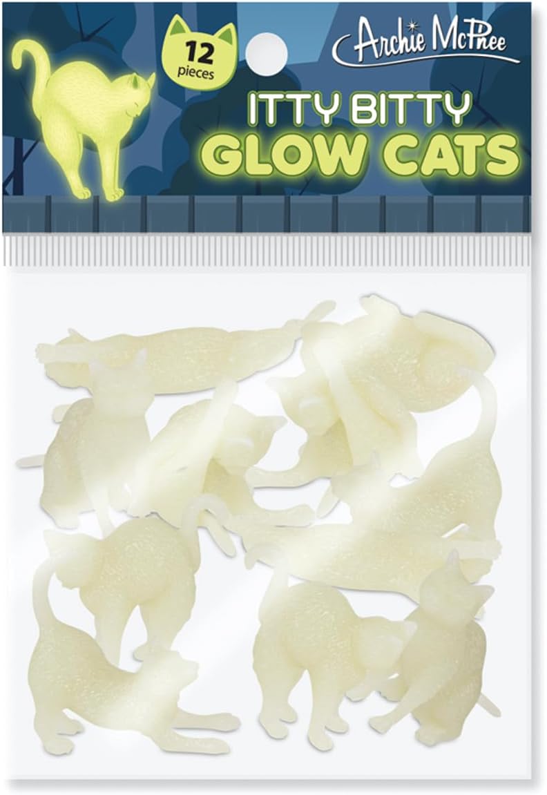 Itty Bitty Glow in Dark Cats (Bag of 12) - Crafts & Art Figurine - Archie McPhee