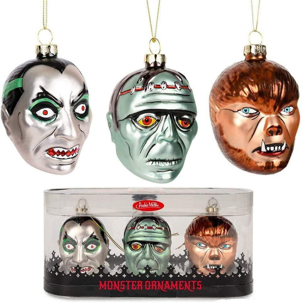 Monster Ornament Set - Holiday Art Decor Hand-Blown Glass ® Archie McPhee