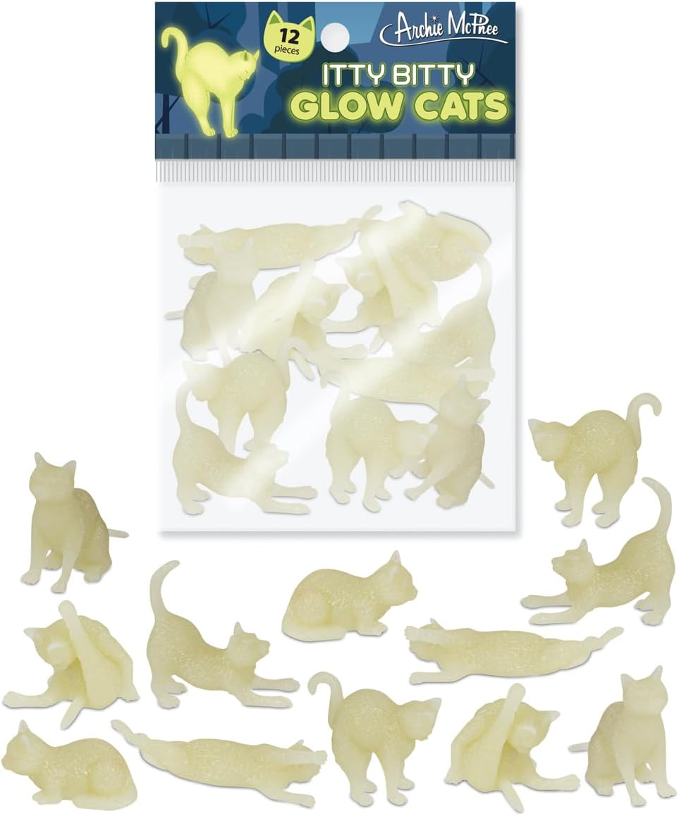 Itty Bitty Glow in Dark Cats (Bag of 12) - Crafts & Art Figurine - Archie McPhee