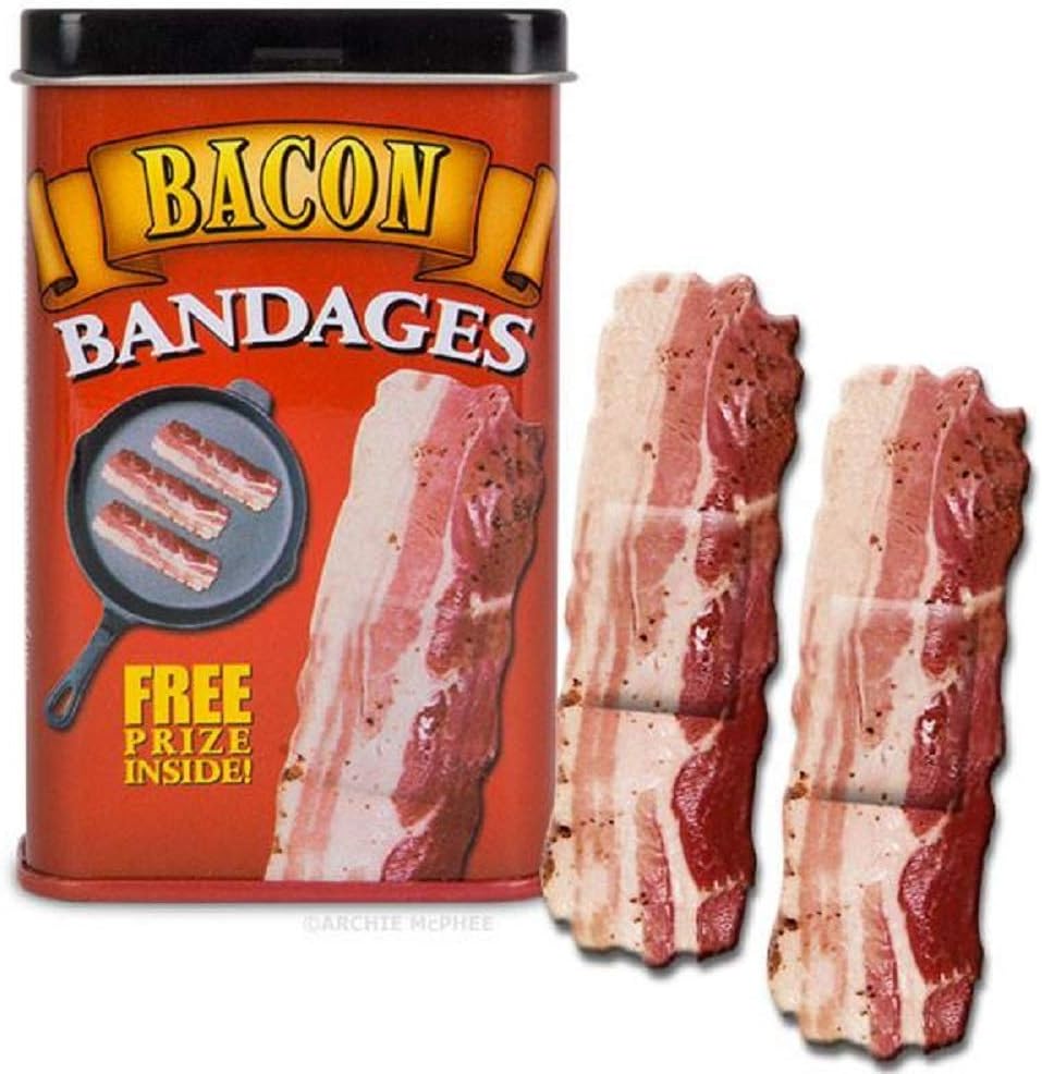 Bacon Strips Bandages in Cute Collectible Tin - Band-Aids  Archie McPhee