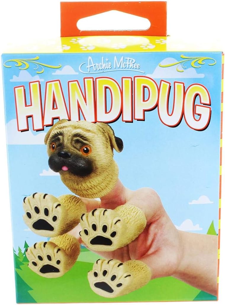 HANDIPUG- Pug Puppy Dog Finger Tiny Hands Puppet Office Toy - Archie McPhee