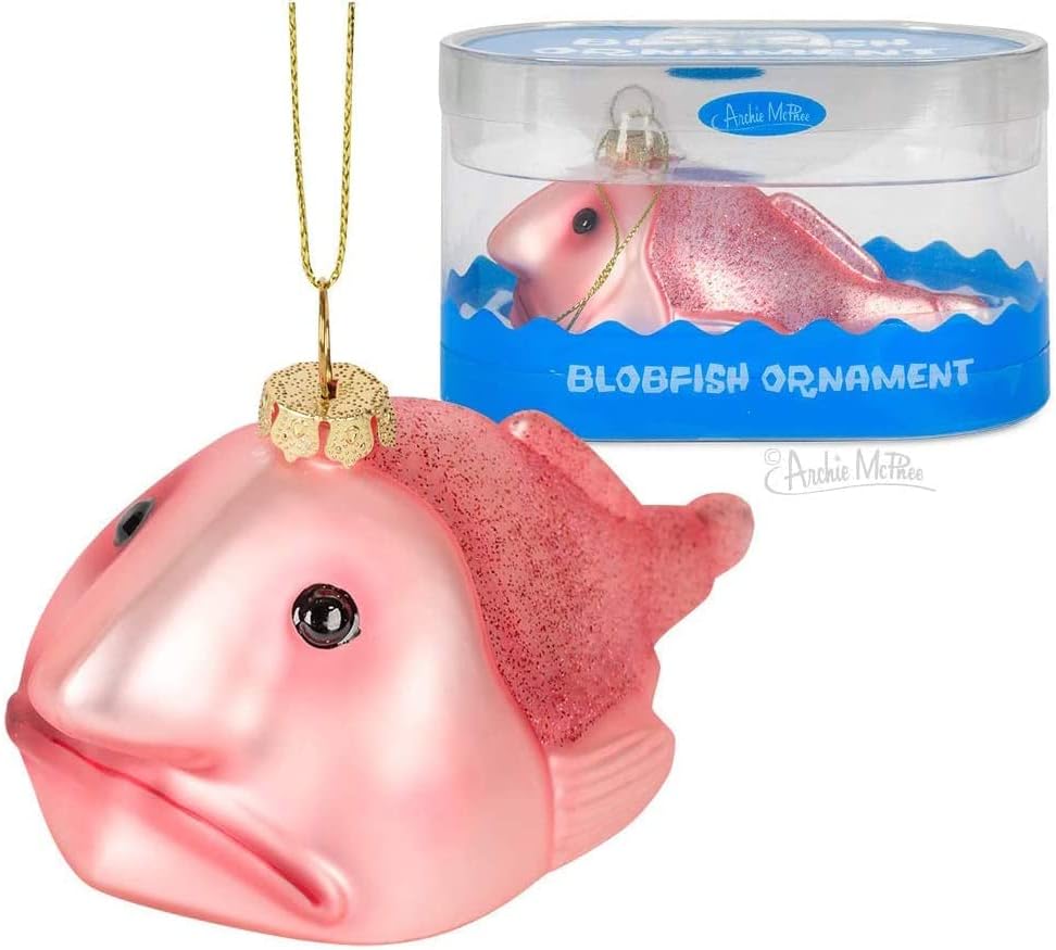 BLOBFISH Ornament - Christmas Holiday Art Hand-Blown Glass Decor ® Archie McPhee