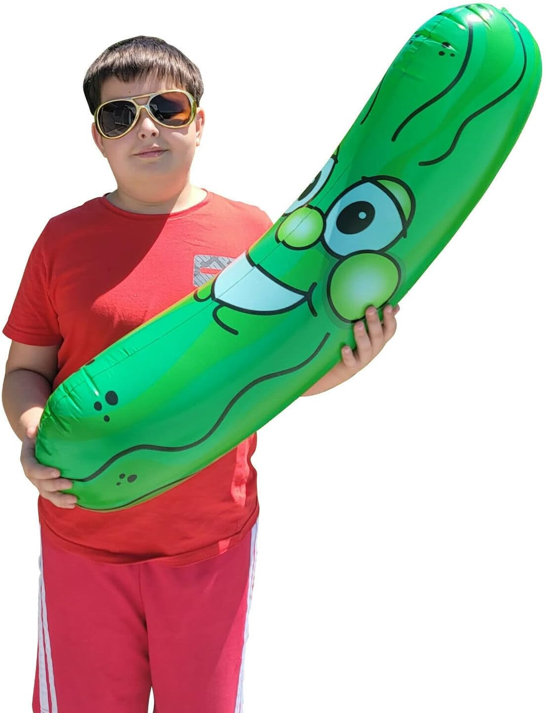 12 Pack - GIANT Jumbo 36" Green Inflatable Smiling PICKLE HEAD (3 FEET) Vinyl Pool Noodle