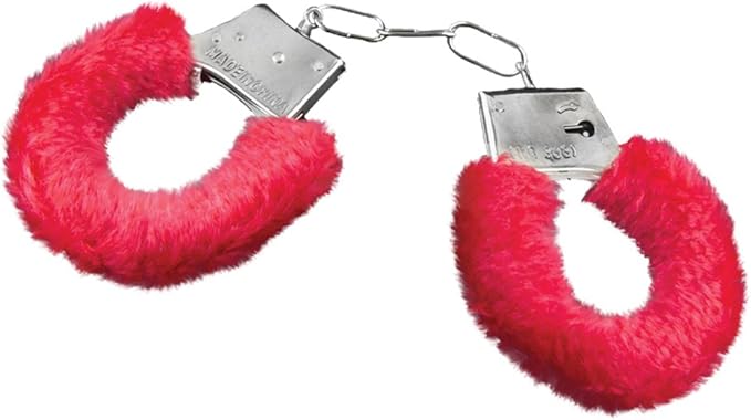 Red Furry Handcuffs - Sexy Adult Valentine Gift - Lock up your lover!