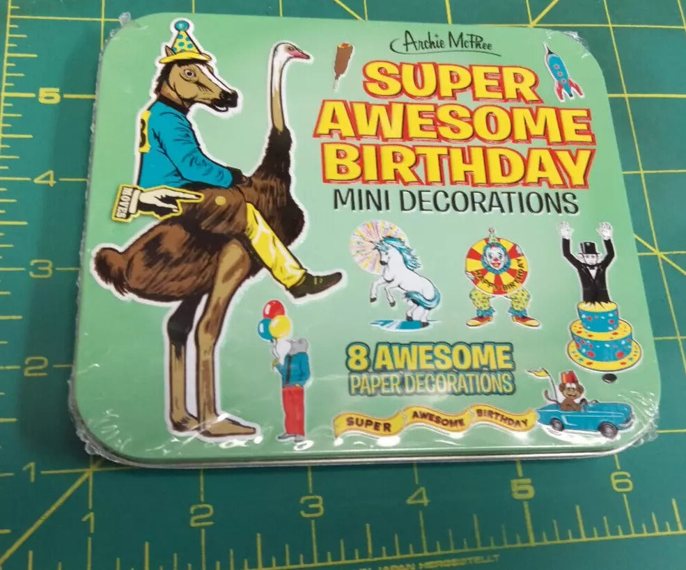 Super Awesome Birthday Mini Party Decorations in Cute Tin -  Archie McPhee