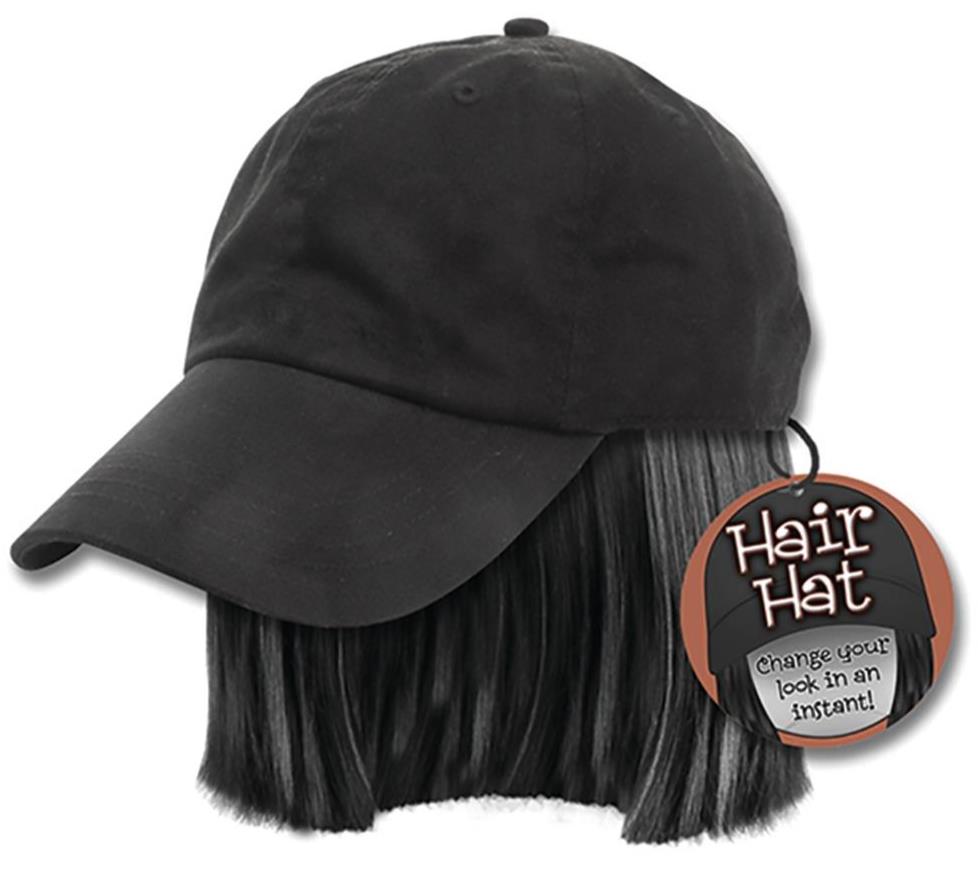 Black Hair Hat Combo ~ Halloween Wig Prop Costume - One size fits all!