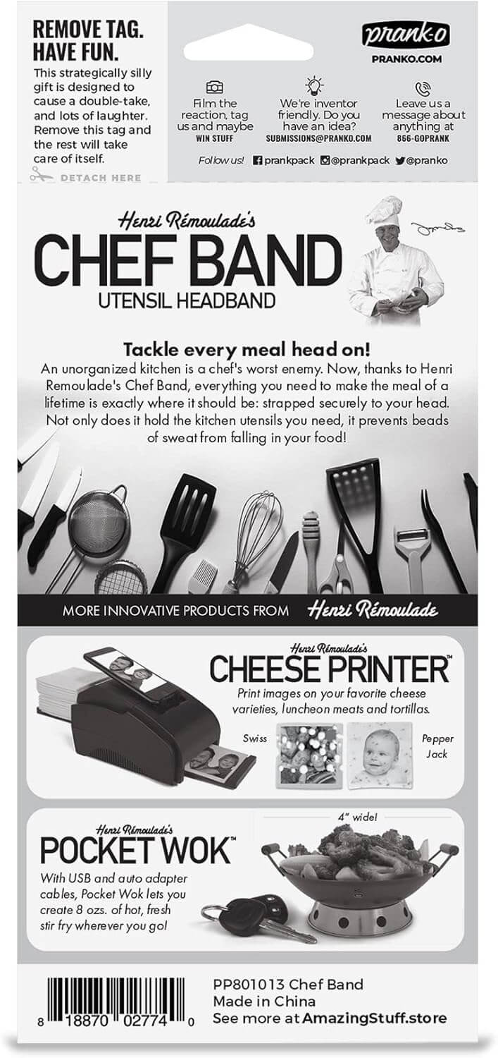 "Chef Band" Hilarious Prank Kitchen Gift - Funny Comedy Wearable Headband