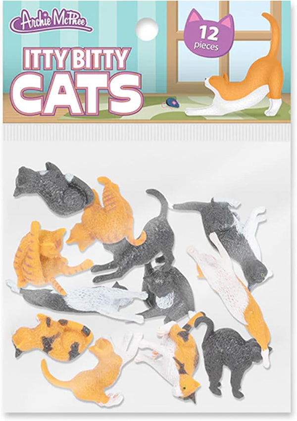 Itty Bitty Cats (Bag of 12) - Tiny Statue Prop Decor Figurines - Archie McPhee