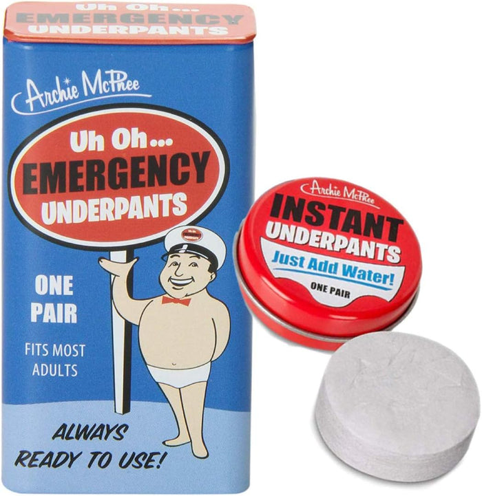 1 Emergency Underpants + 1 Instant Undies ~ FUNNY COMBO SET - Archie McPhee