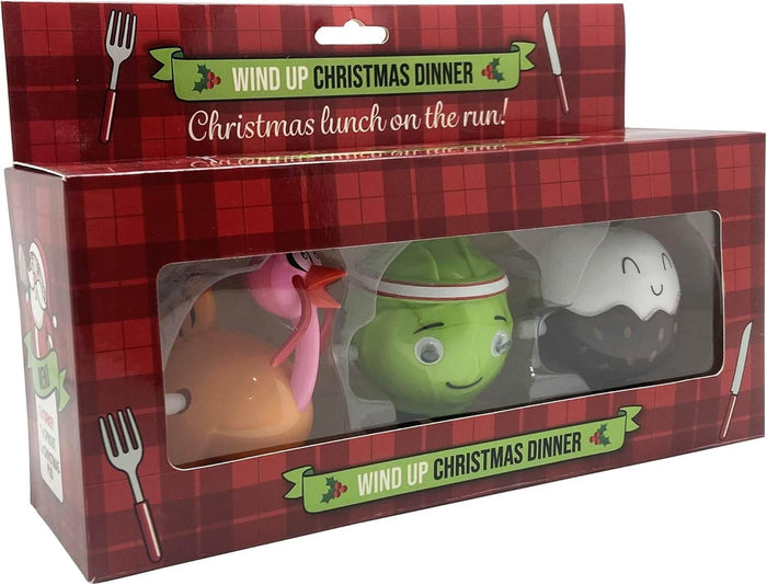 3pk Racing Turkey - Sprout - Christmas Pudding - Wind Up Holiday Racing Toys