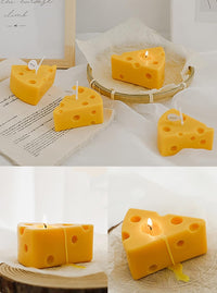 Cheese Shaped Scented Decorative Candle - Cute Fun Home Kitchen Food Decor Gift