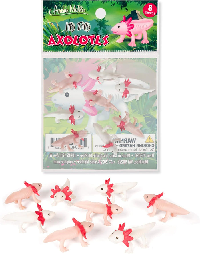 Itty Bitty Happy Axolotls (Bag of 8) - Tiny Figurines Crafts - Archie McPhee