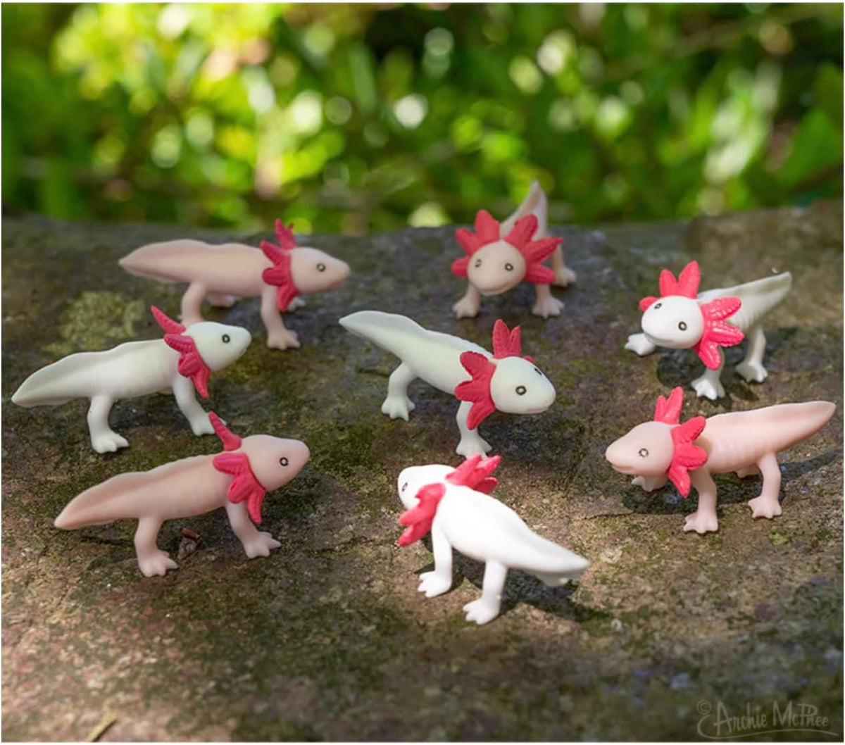 Itty Bitty Happy Axolotls (Bag of 8) - Tiny Figurines Crafts - Archie McPhee