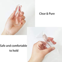 A pair of hands holds the clear, triangular glass prism from PRISM - Fun Educational Science Rainbow Light of Colors by Archie McPhee, highlighting its exceptional clarity and purity. The text "Safe and comfortable to hold" emphasizes the optics that produce a stunning rainbow effect.