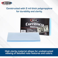 100 Pack - Regular Bill Currency Sleeves - Protect Your NOVELTY MONEY!