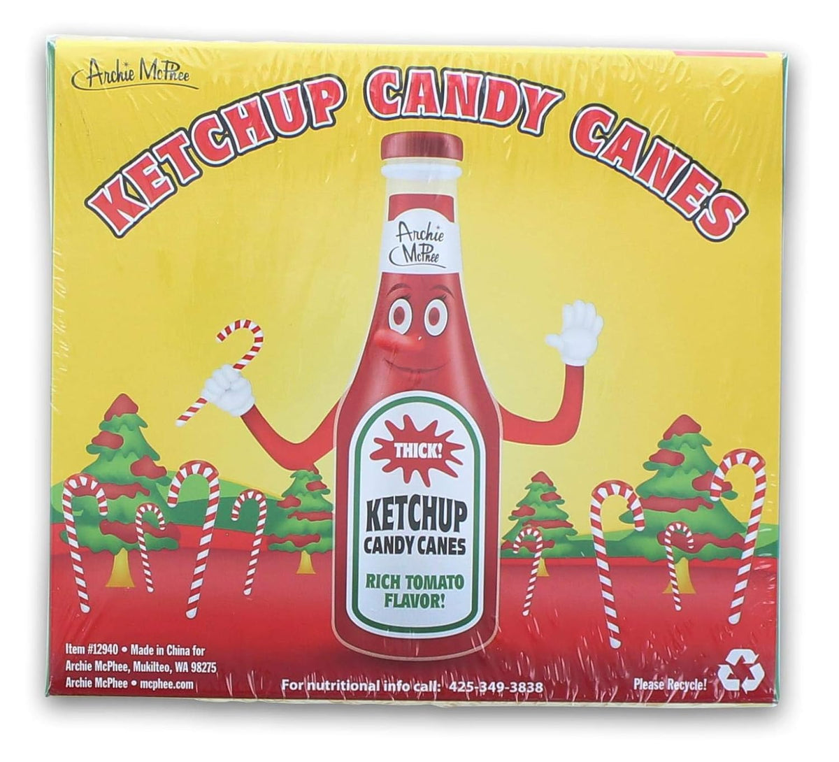 KETCHUP Candy Canes - GROSS NASTY! Gag Prank Joke Christmas Gift - Archie McPhee