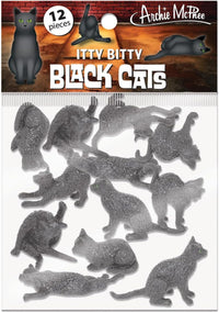 Itty Bitty Black Cats (Bag of 12) - Tiny Figurines Arts & Crafts - Archie McPhee