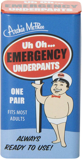 UH OH... Emergency Underpants - One Pair in Tin Gag Joke Gift ~ Archie McPhee