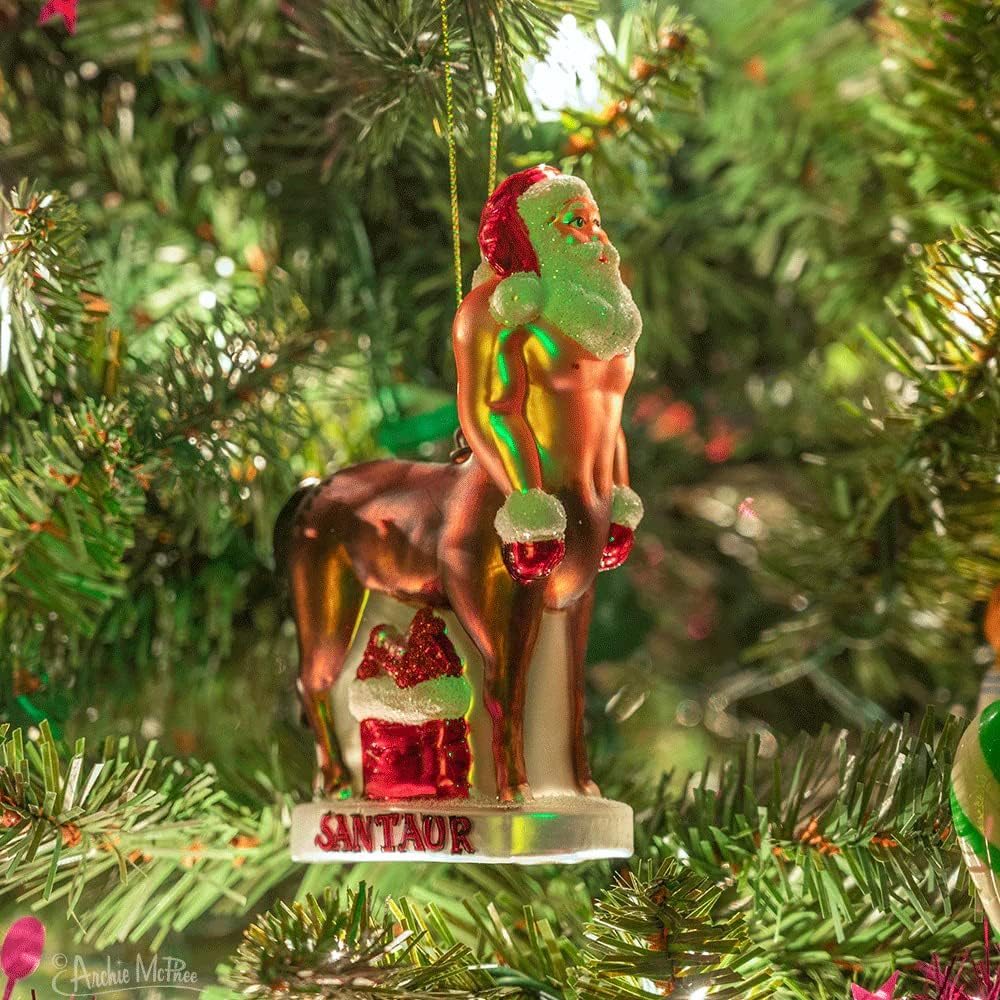 Santaur Ornament - Santa Claus Horse Christmas Hand-Blown Glass ® Archie McPhee