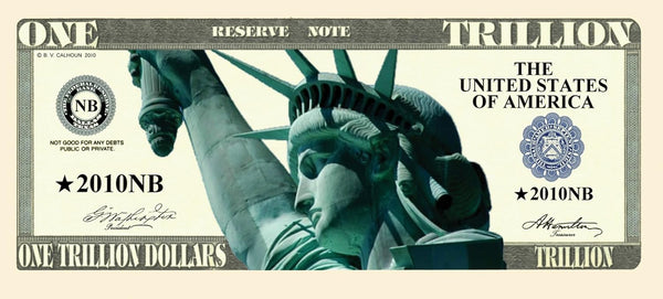 A set of ten novelty money bills featuring the iconic Statue of Liberty and labeled "The United States of America," ideal as party favor gifts.